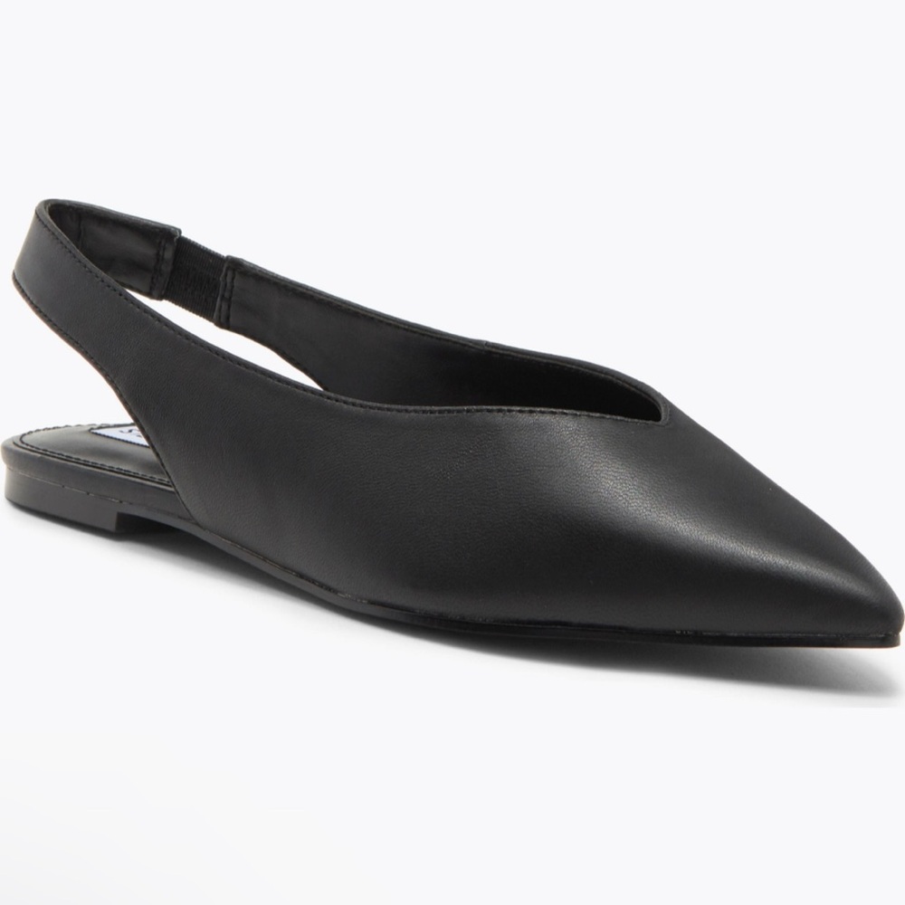 NWT Steve Madden Ciaran Black Pointed Toe Slingback Flat Size 9
